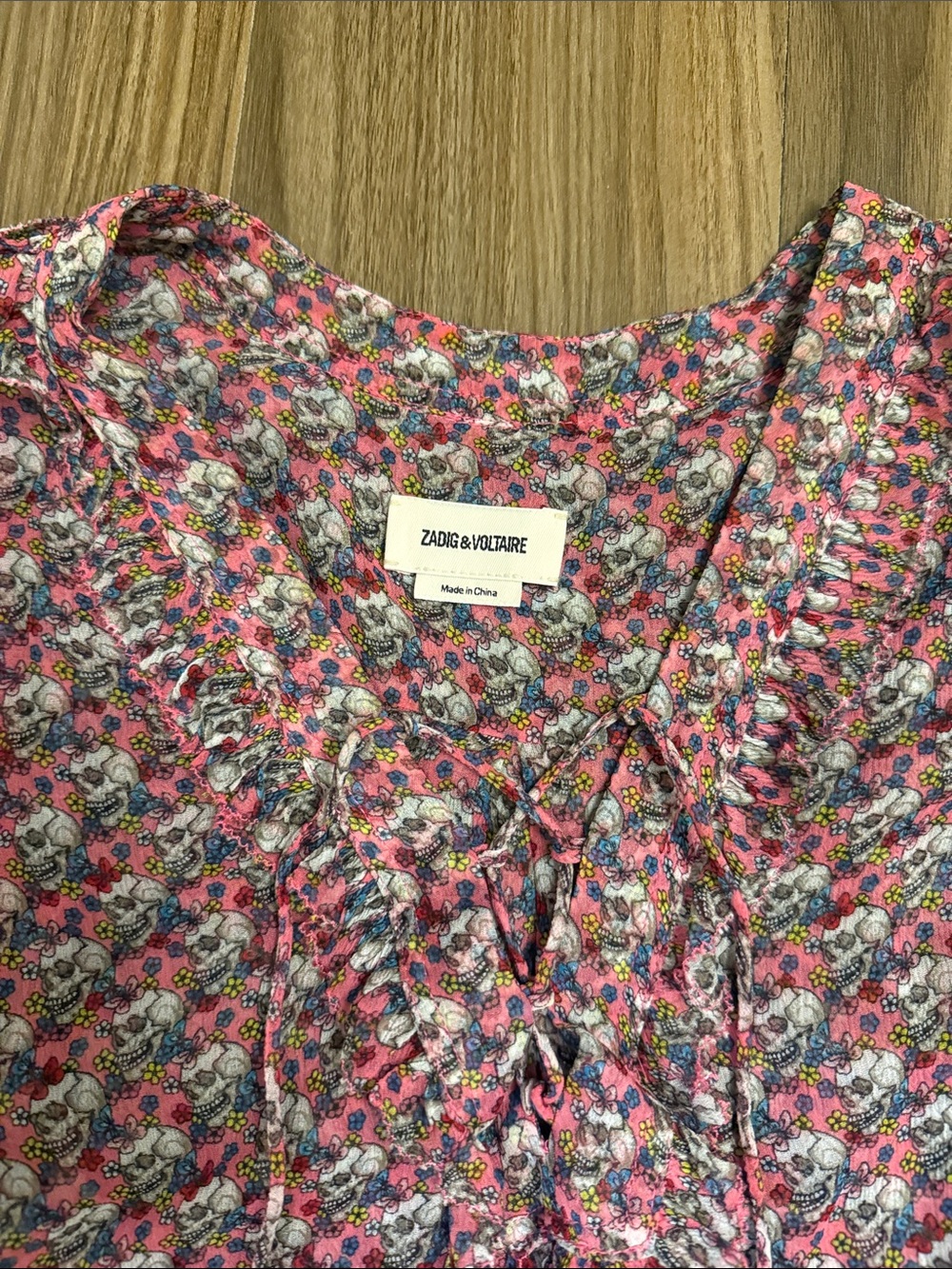 Zadig & Voltaire Multicolor Skull Floral V-Neck Blouse - Picture 3 of 3